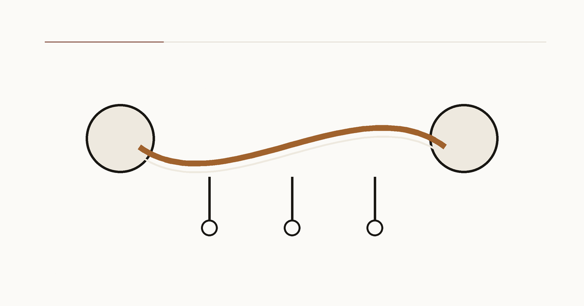 A long copper rope stays under steady tension between two anchored ends.