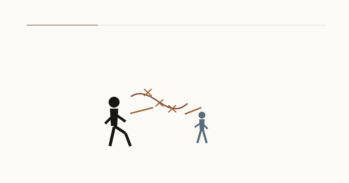 A father and child face each other across a broken line repaired with copper stitches.